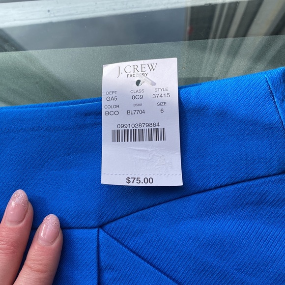 NWT Vibrant blue J Crew pencil skirt size 6 cotton with pockets and back slit - Picture 3 of 6